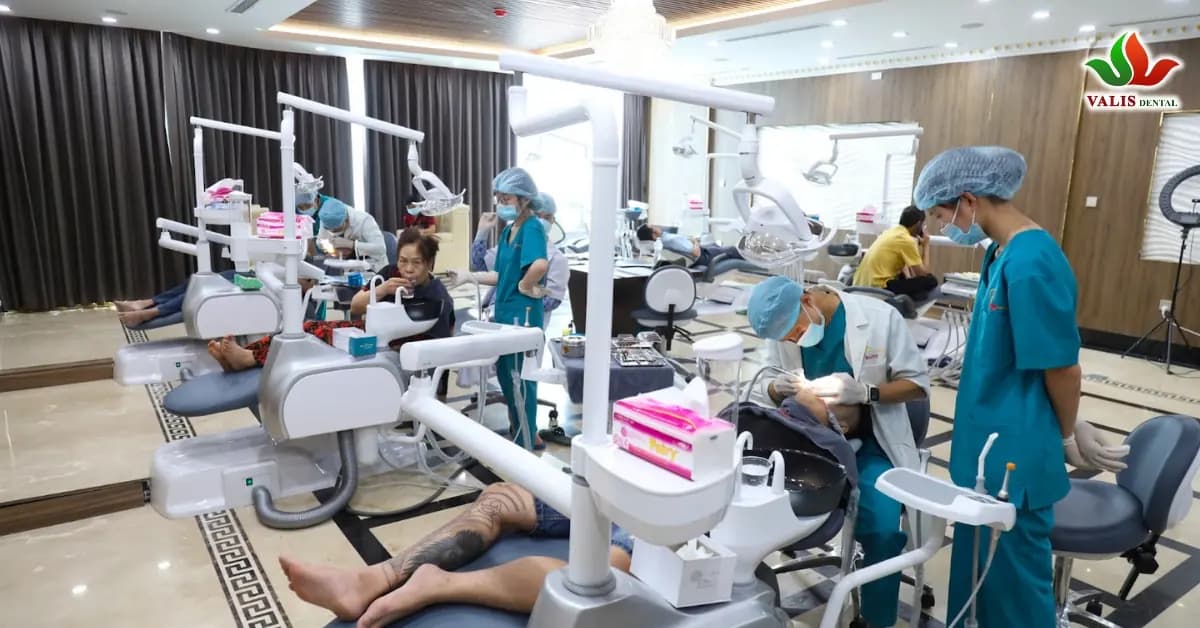 Treatment area with several dental chairs